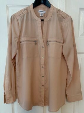 Calvin Klein Peach Collarless Blouse